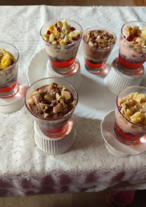 A picture of Fruit creamy yummy healthy Desert / all children's favorite.