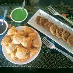 A picture of Mini Samosas And Arbi Ke Kebab #indvseng.