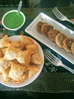 A picture of Mini Samosas And Arbi Ke Kebab #indvseng.