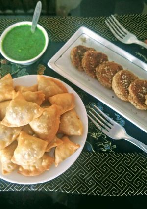 A picture of Mini Samosas And Arbi Ke Kebab #indvseng.