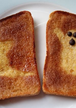 A picture of Vickys Happy Halloween Morning Ghost Toast, GF DF EF SF NF.