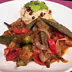 A picture of Sig's Okra and Lentil Stew.