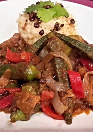 A picture of Sig's Okra and Lentil Stew.