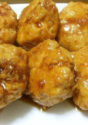 A picture of Chicken Chewy Lotus Root Tsukune Patties.