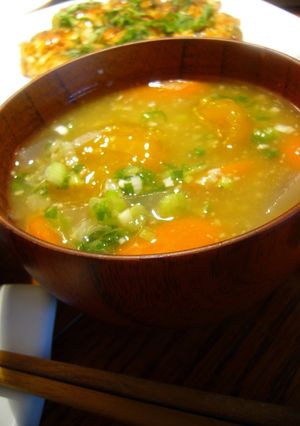 A picture of Kabocha Squash Dumpling Soup.