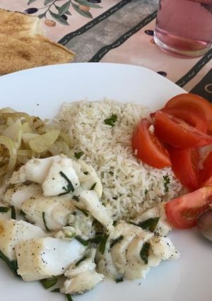 Foto resep IkanKod&ButterRice (Cabillaud au beurre et persil+Riz au beurre)
