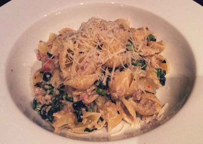 Recipe of Any-night-of-the-week Swiss Chard With Pancetta, Chilli And
Penne Pasta