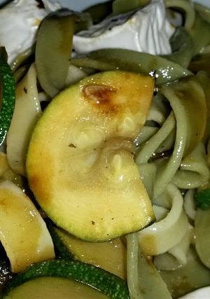 A picture of Sig's Pasta Salad with Courgettes and Goats Cheese.