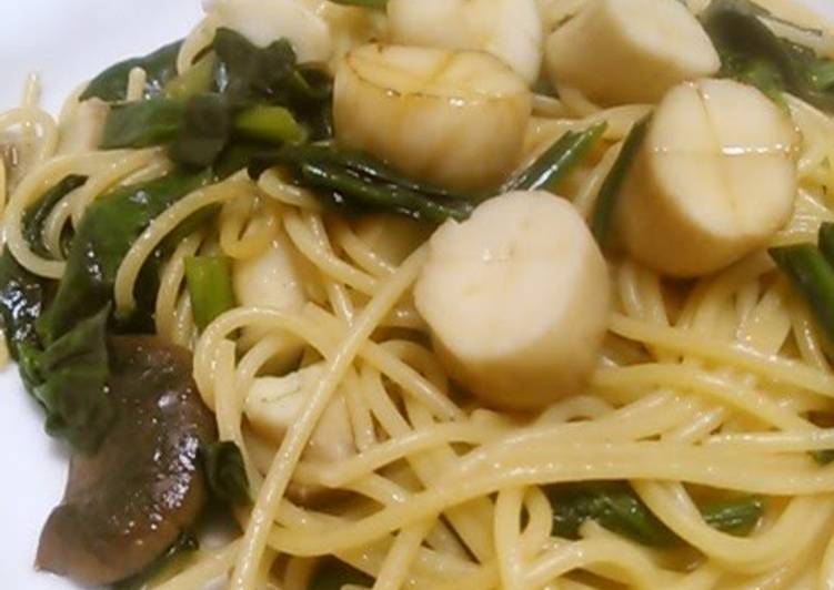Recipe of Perfect King Oyster Mushroom &amp; Spinach Pasta with Butter and Soy Sauce