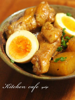 A picture of Braised Chicken and Daikon in Sweet-Savory Sauce.