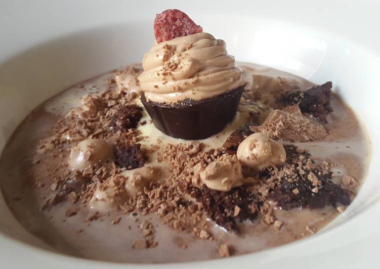 Simple Way to Prepare Ultimate Chocolate soup with brownie croutons and mousse dessert