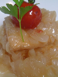 A picture of Macrobiotic Atsuage with Thick Sweet Onion Ankake Sauce.