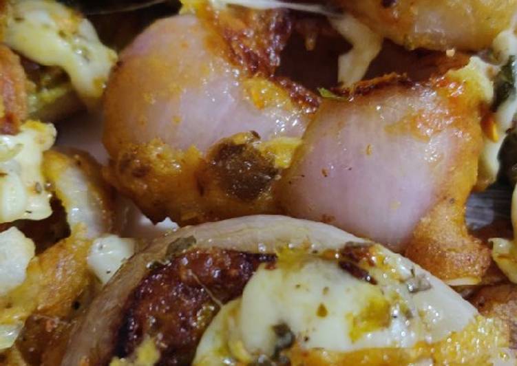 Simple Way to Make Ultimate Stuffed Onion Rings loaded with cheese