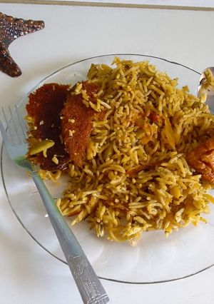 عکسی از دستور کته باقله با آب قلم