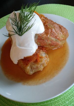 A picture of Голубцы - Vegetarian Cabbage Rolls.