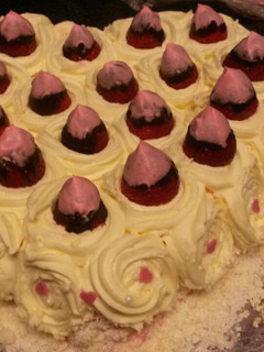 A picture of Strawberry and cream cake.