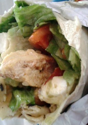 A picture of Grilled chicken burrito.