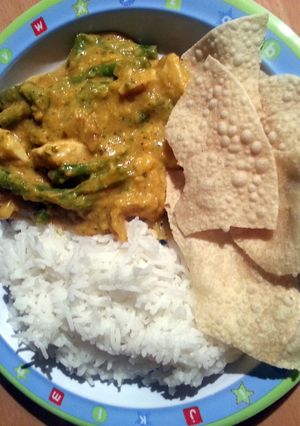 A picture of no fuss gluten free chunky chicken Korma.
