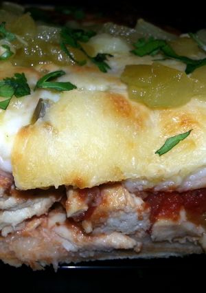 A picture of Chipotle Chicken Enchilada Pie.