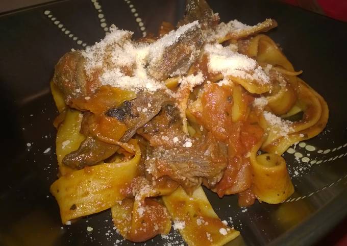 Pappardelle pasta on the hare