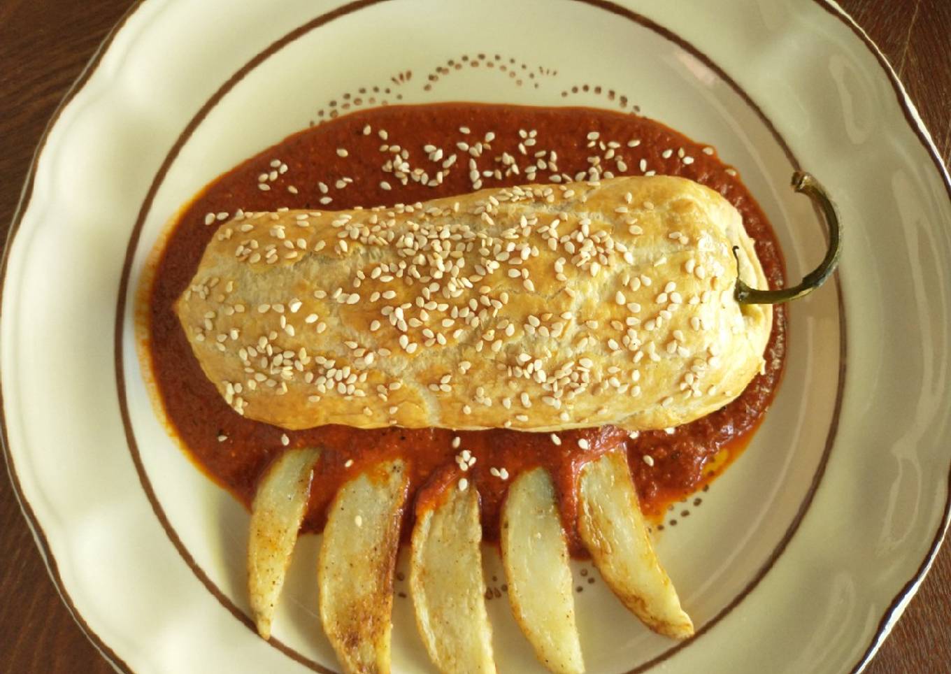 Rollos de chile relleno hojaldrado