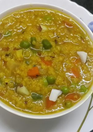 A picture of Instant pot moong dal khichdi.