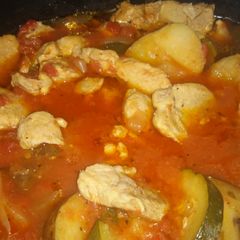 A picture of Crock pot Pork chop stew.