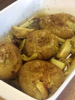 A picture of Squashed Potatoes in Olive Oil.