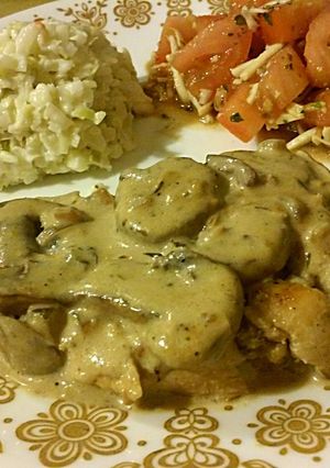 A picture of Chicken Breast in Creamy Mushroom Sauce.