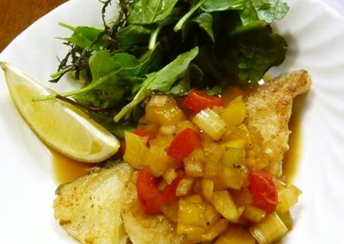 Easiest Way to Make Quick Pan Fried White Fish with Colorful Sauce