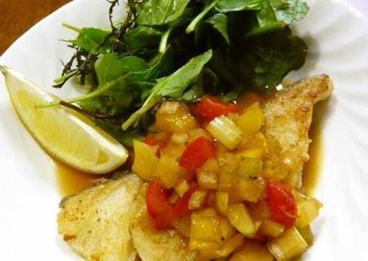 Pan Fried White Fish with Colorful Sauce