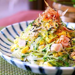 A picture of Easy & Healthy Pea Sprouts & Cellophane Noodles with Egg.