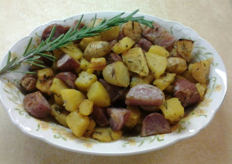 Roasted Rosemary Acorn Squash and Fingerling Potatoes