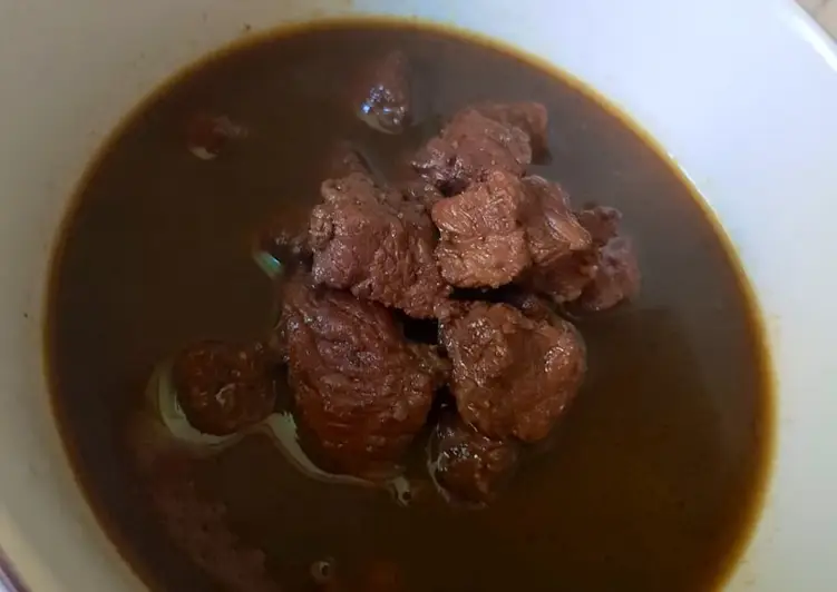Resep Populer Rawon daging + wagyu bumbu instan Yummy Mantul