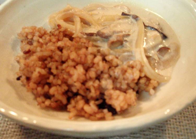 Recipe of Any-night-of-the-week Creamy Soy Milk Stroganoff with Shiitake Mushrooms and Onions