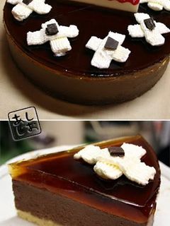 A picture of Chocolate Mousse and Jello Cake.