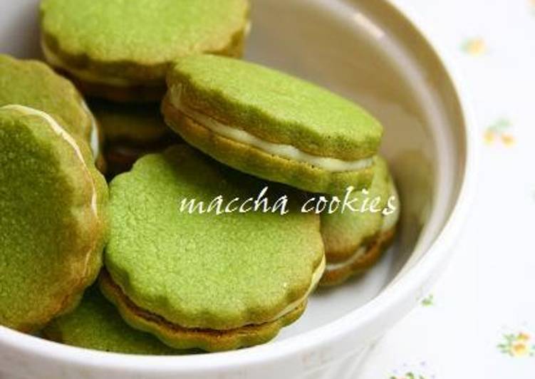 Recipe of Quick ＊Matcha and White Chocolate Cookie Sandwiches＊