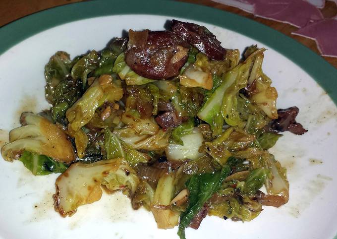 Fried chorizo and cabbage