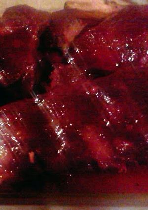 A picture of Juicee's Bbq'd spareribs from the crock pot.