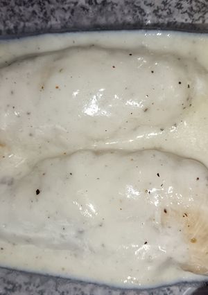 Una foto de Solomillos de pollo en salsa de queso