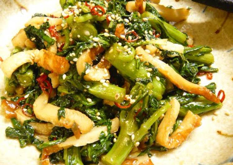 Easiest Way to Prepare Super Quick Homemade Chrysanthemum Greens and Chikuwa Fishstick Kinpira