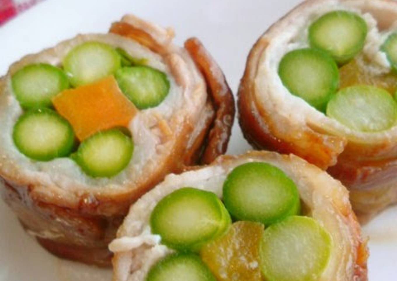 Asparagus and Pork Flower Rollups