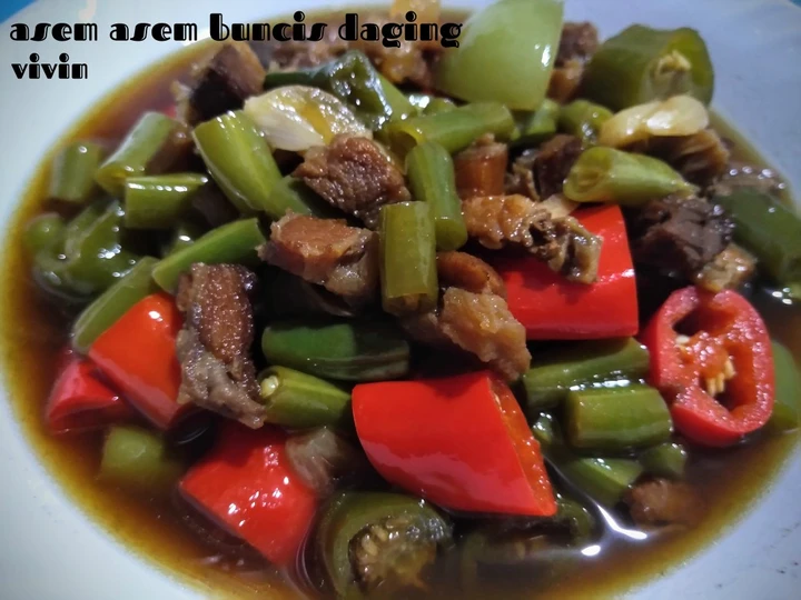 Cara Mudah Menyiapkan Resep Asem asem buncis daging enak yang Sempurna Anti Ribet, Bisa Manjain Lidah