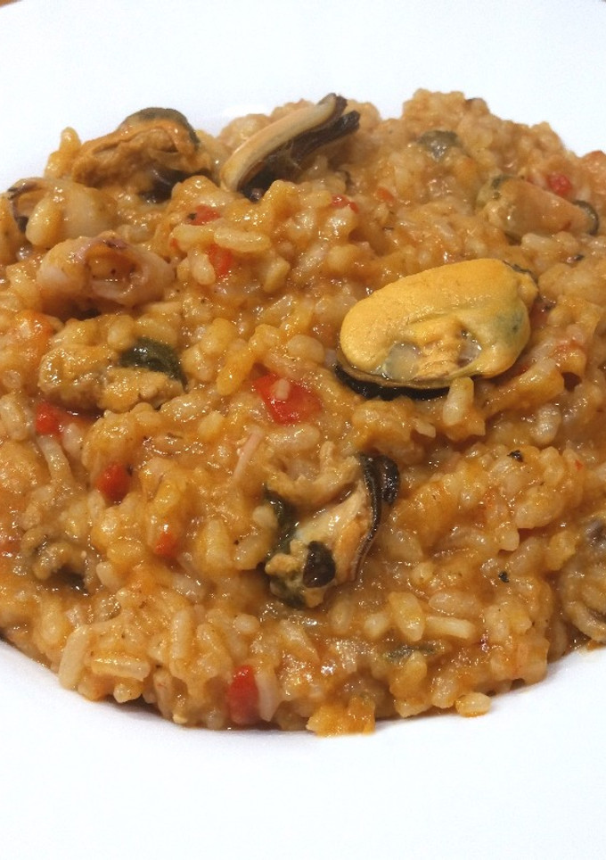 Una foto de Risotto de marisco