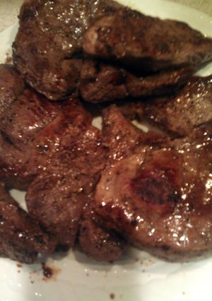 A picture of pan fried venison.