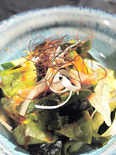 A picture of Sweet, Salty, and Sour Wakame Salad with Bibimbap Noodle Sauce.