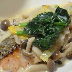 A picture of Salmon in Soy Milk Cream Sauce.