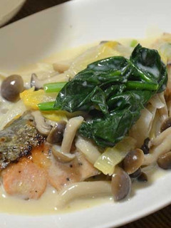 A picture of Salmon in Soy Milk Cream Sauce.