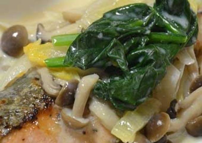 Simple Way to  Salmon in Soy Milk Cream Sauce