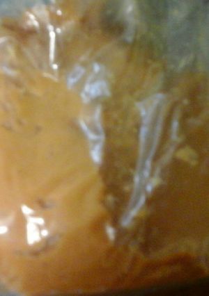 A picture of Peanut butter filling for chocolates.
